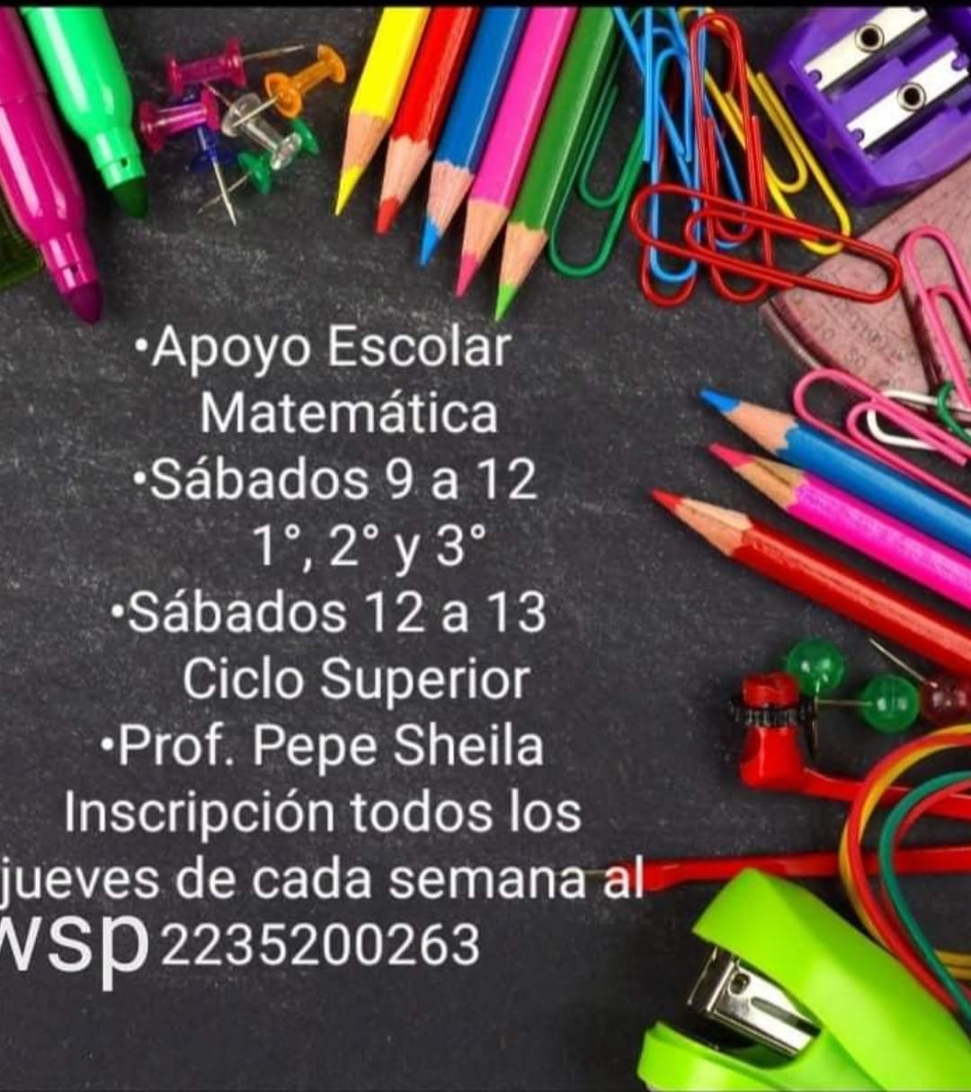 Apoyo escolar para los alumnos del Poli los días sábado.